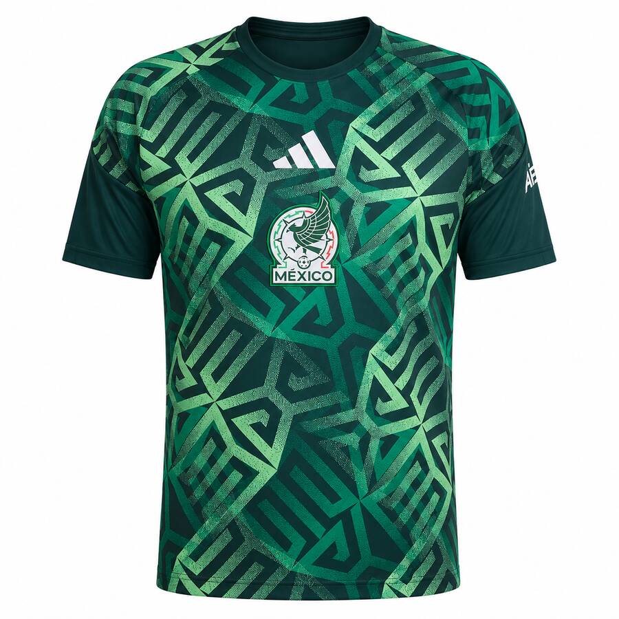 Mexico Pre Match Training Top - Green and Black