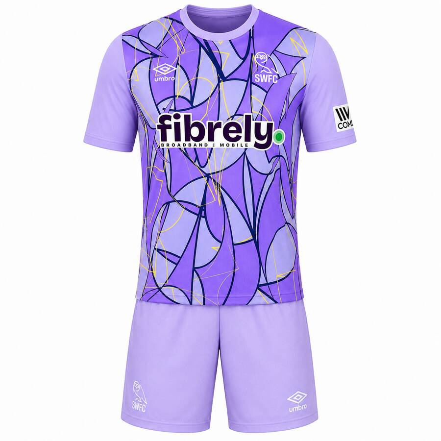 Sheffield Wednesday Goalkeeper Kids Football Kit Purple 26 27